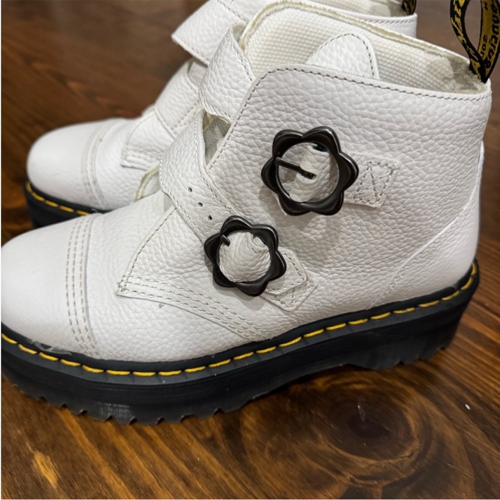 Dr. Martens White Ankle Boots with Black Accents